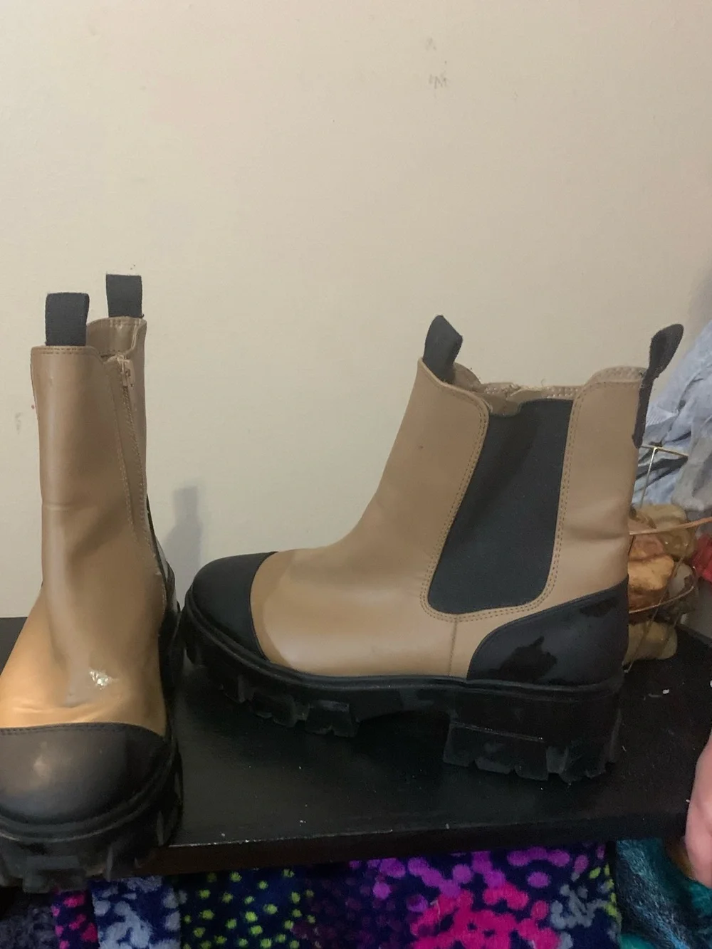 Target A New Day Devan Water-Repellent Lug Sole Chelsea Boots Tan Black Size 7